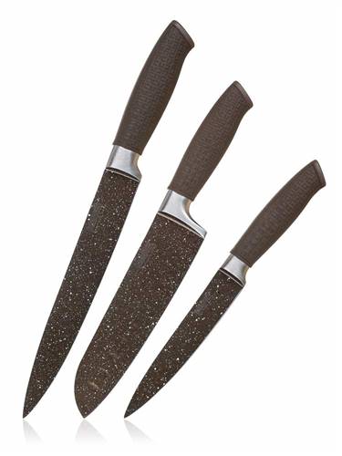 Vetro Plus - BANQUET Sada nožů s nepřilnavým povrchem PREMIUM Dark Brown, 3  ks